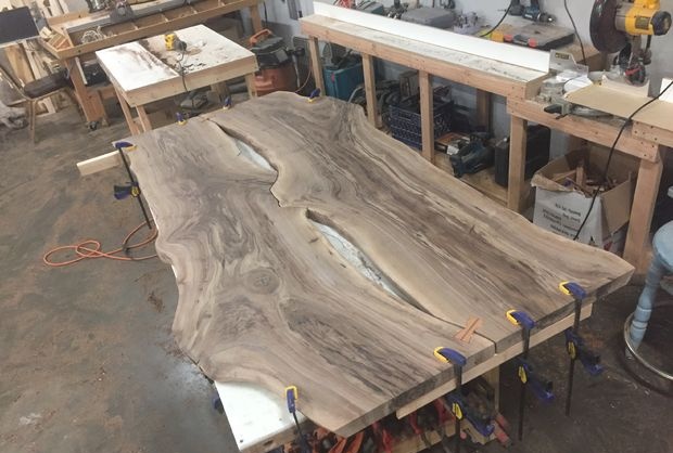 Solid board table and bench