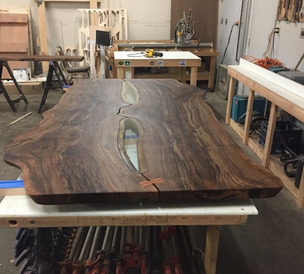 Solid board table and bench