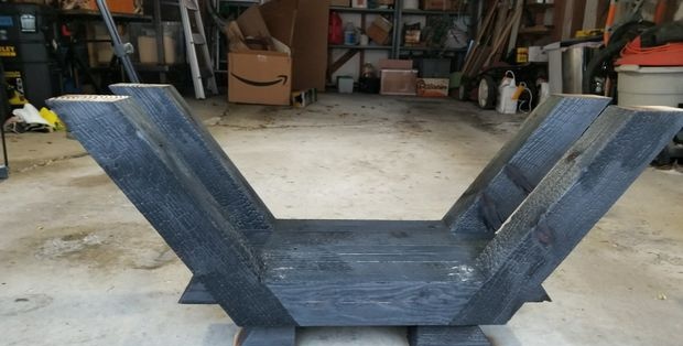 Making a marble table from concrete with a burnt wood base