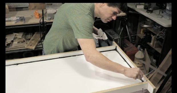 Making a marble table from concrete with a burnt wood base