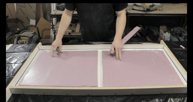 Making a marble table from concrete with a burnt wood base