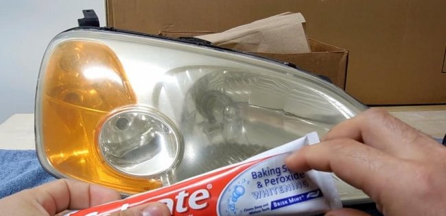 Polishing headlights with toothpaste