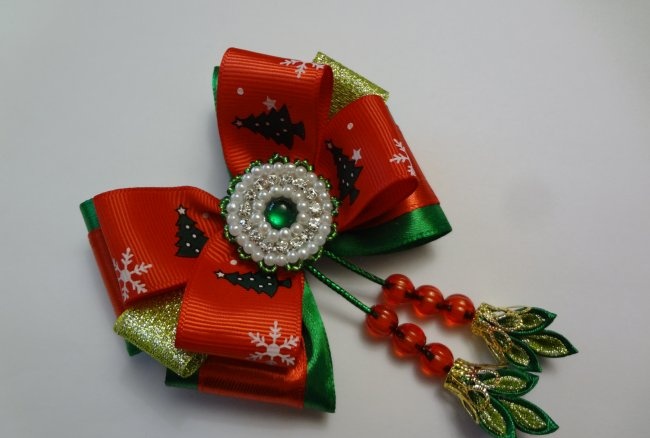 Christmas kanzashi bows