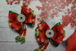 Christmas kanzashi bows