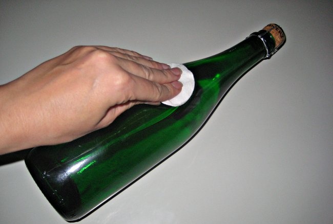 New Year's decoupage champagne bottle