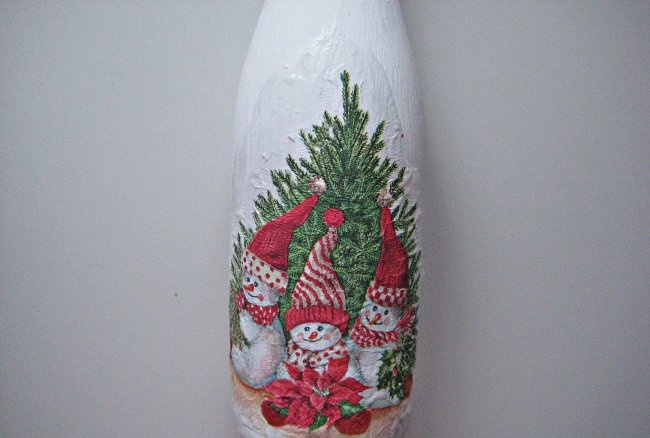 New Year's decoupage champagne bottle