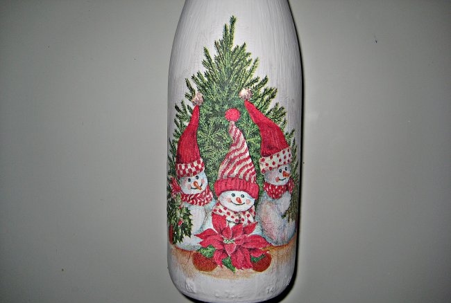 New Year's decoupage champagne bottle