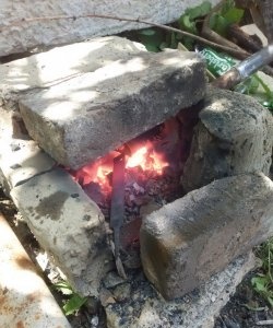 A simple homemade blacksmith's forge