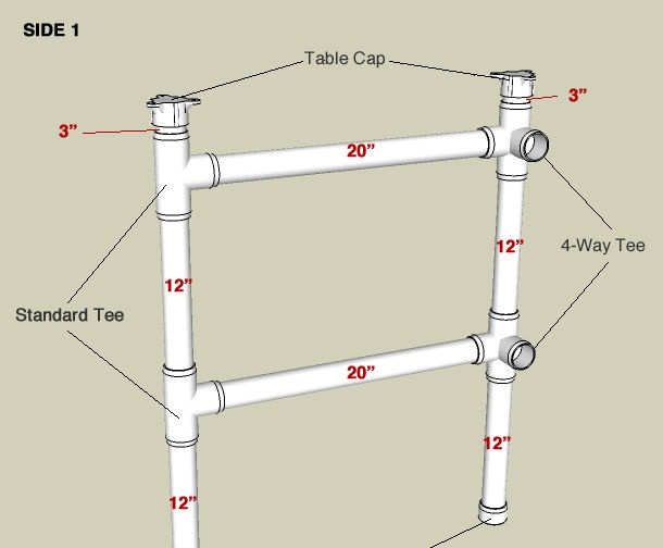 Large table made of plastic pipes