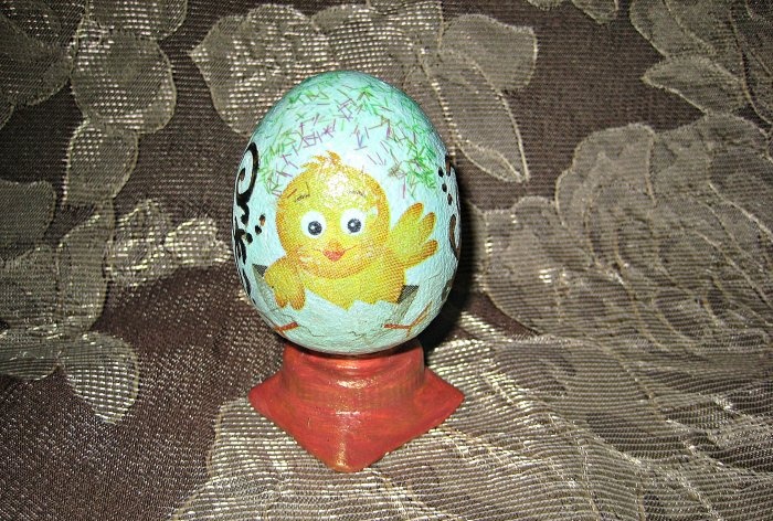 Easter souvenir made of plaster Egg on a stand