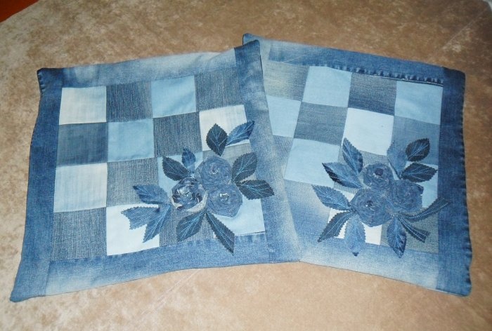 Pillowcases made from old jeans