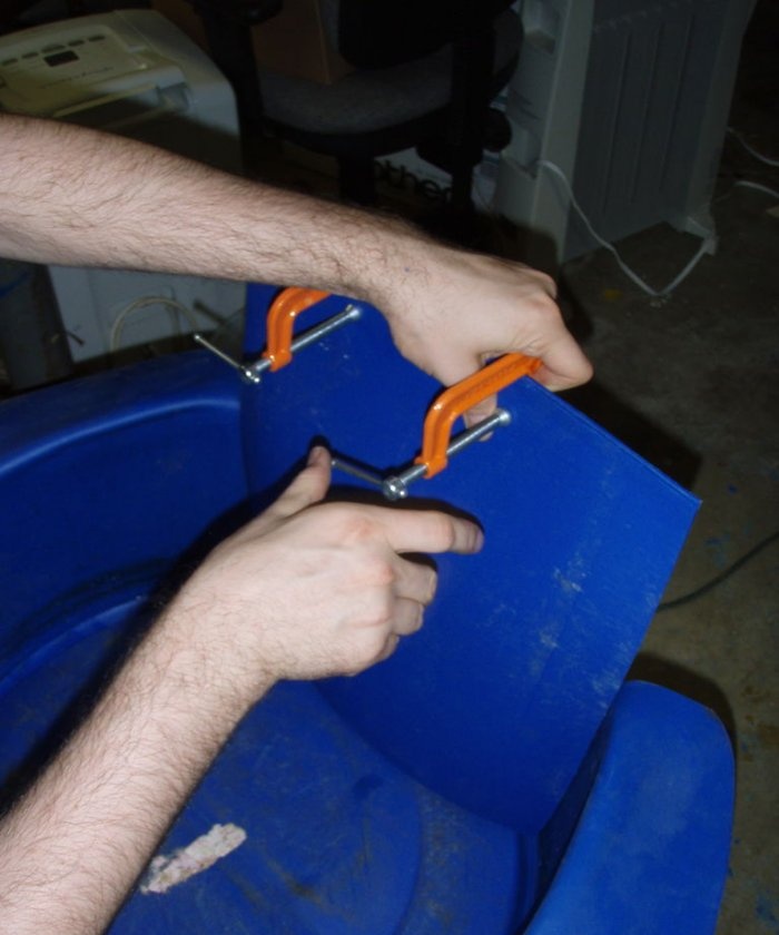 Garden chair made of plastic barrel