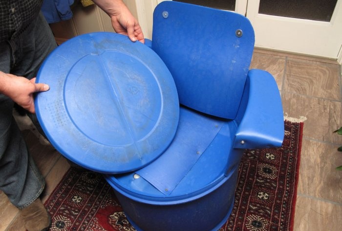 Garden chair made of plastic barrel