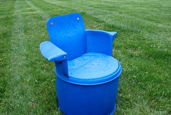 Garden chair made of plastic barrel