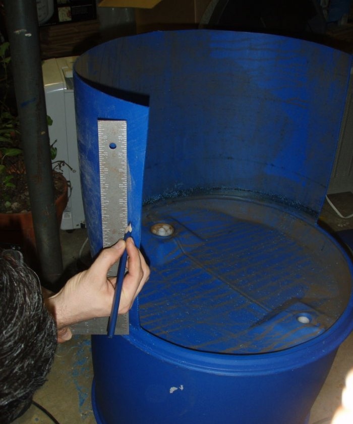 Garden chair made of plastic barrel