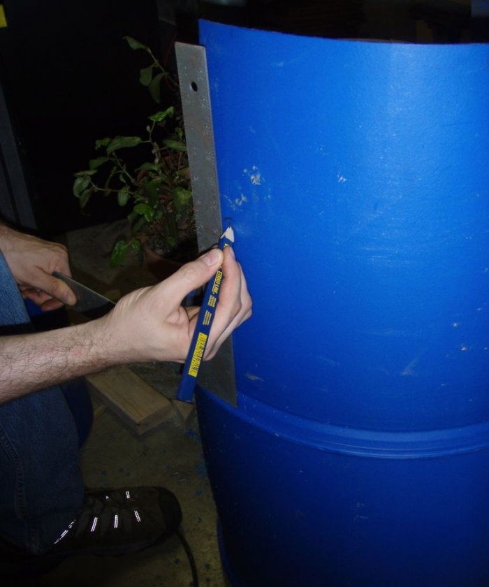 Garden chair made of plastic barrel