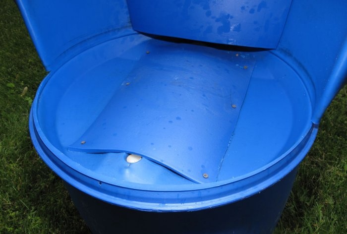 Garden chair made of plastic barrel