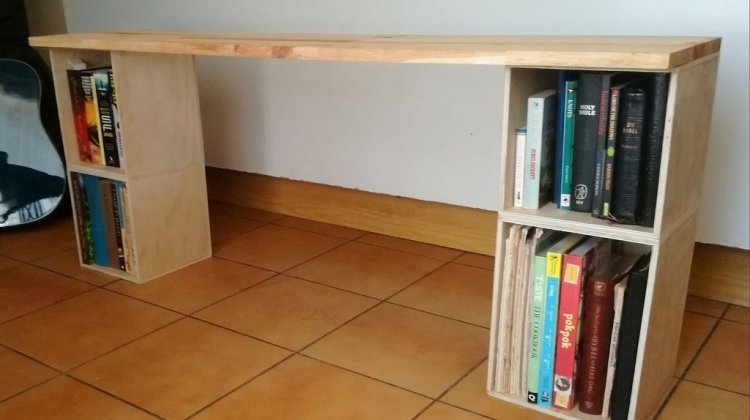 Simple TV table with bookshelves