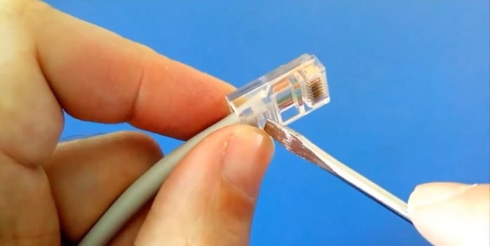 How to crimp an RJ45 connector with a simple screwdriver