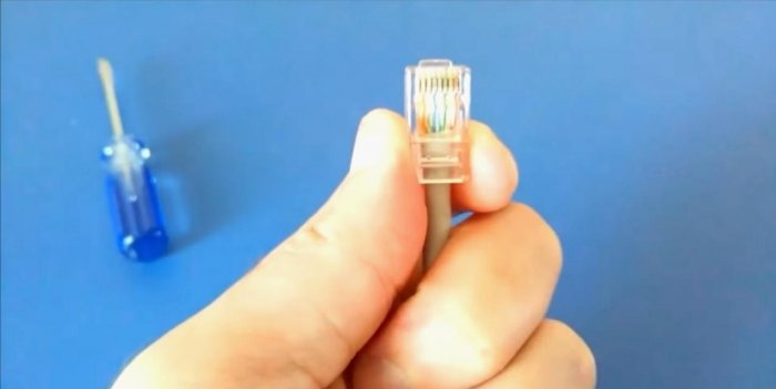 How to crimp an RJ45 connector with a simple screwdriver