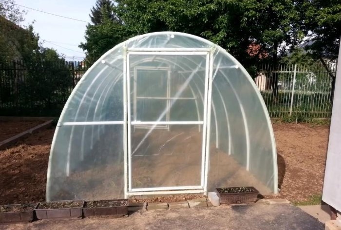 A simple greenhouse made of PVC pipes