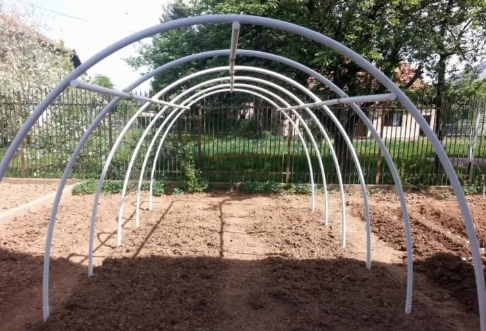 A simple greenhouse made of PVC pipes