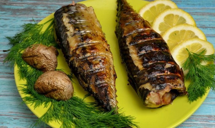 Mackerel on the grill