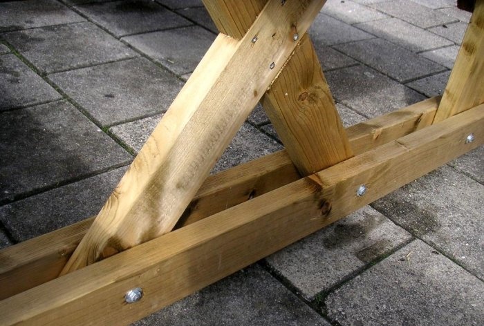 Table with benches for the garden