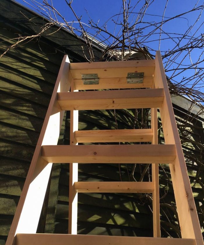 Folding wooden ladder