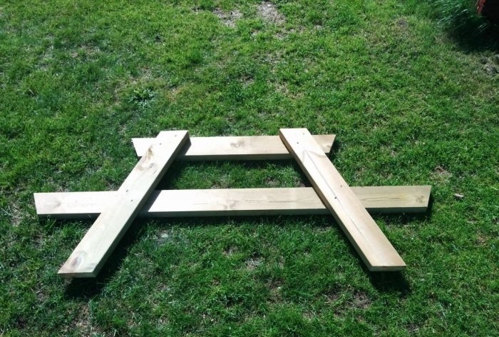 Simple table with benches for garden