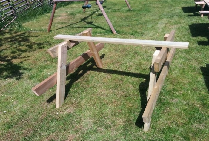 Simple table with benches for garden