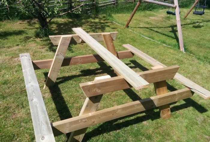 Simple table with benches for garden