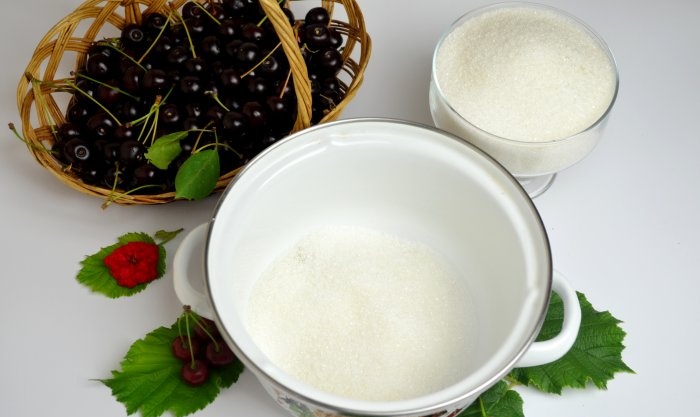 Simple and delicious milk ice cream with cherries