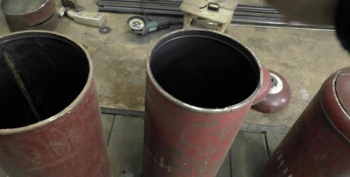 Heating battery using wood from gas cylinders