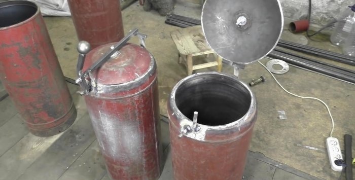 Heating battery using wood from gas cylinders