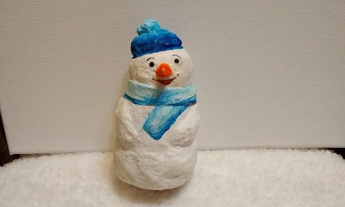 Snowman made of cotton wool