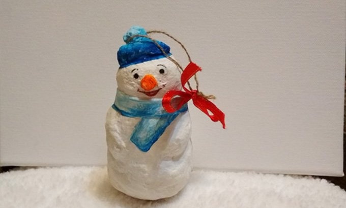 Snowman made of cotton wool