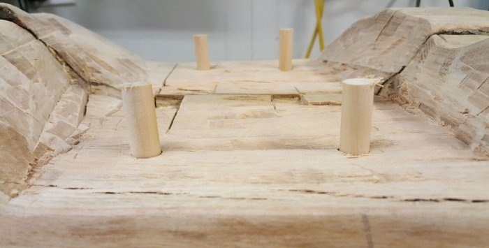 Original bench made of natural wood