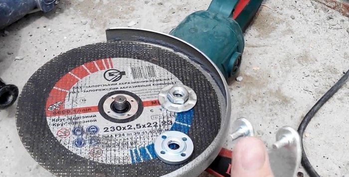 Nut to protect the disc from jamming in an angle grinder