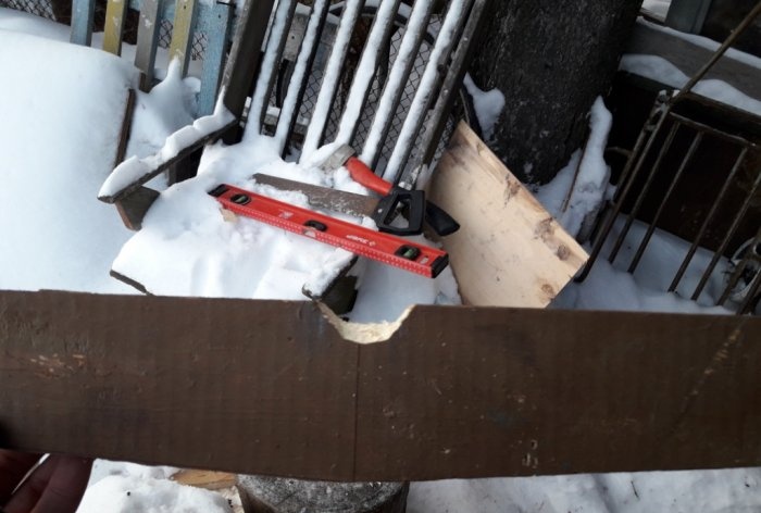 DIY wooden snow shovel