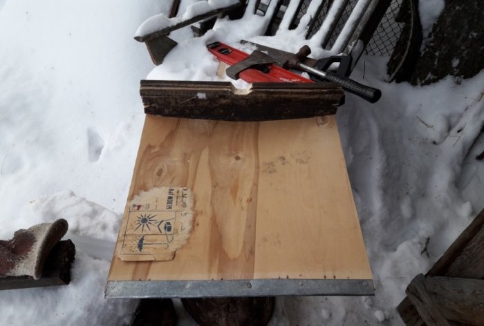 DIY wooden snow shovel