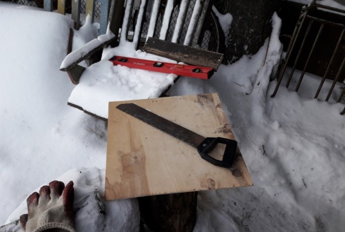 DIY wooden snow shovel