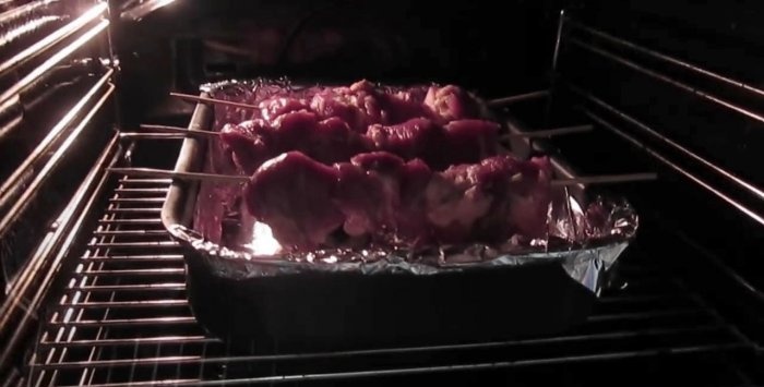 Shish kebab in the oven on coals