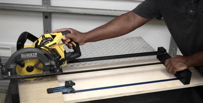 Inexpensive guide for a hand-held circular saw with your own hands