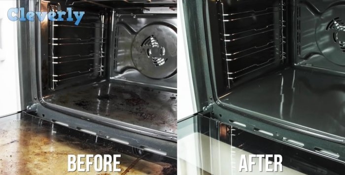 Simple oven cleaning with improvised means