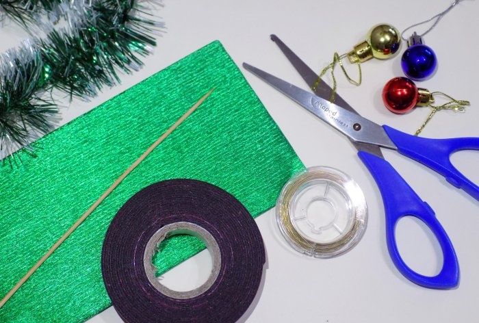 Christmas tree made of metallized crepe paper