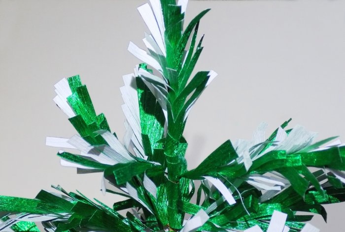 Christmas tree made of metallized crepe paper