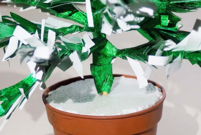 Christmas tree made of metallized crepe paper