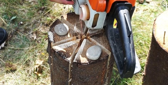 Three options for making a Finnish candle from a log