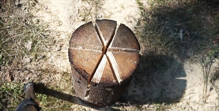 Three options for making a Finnish candle from a log